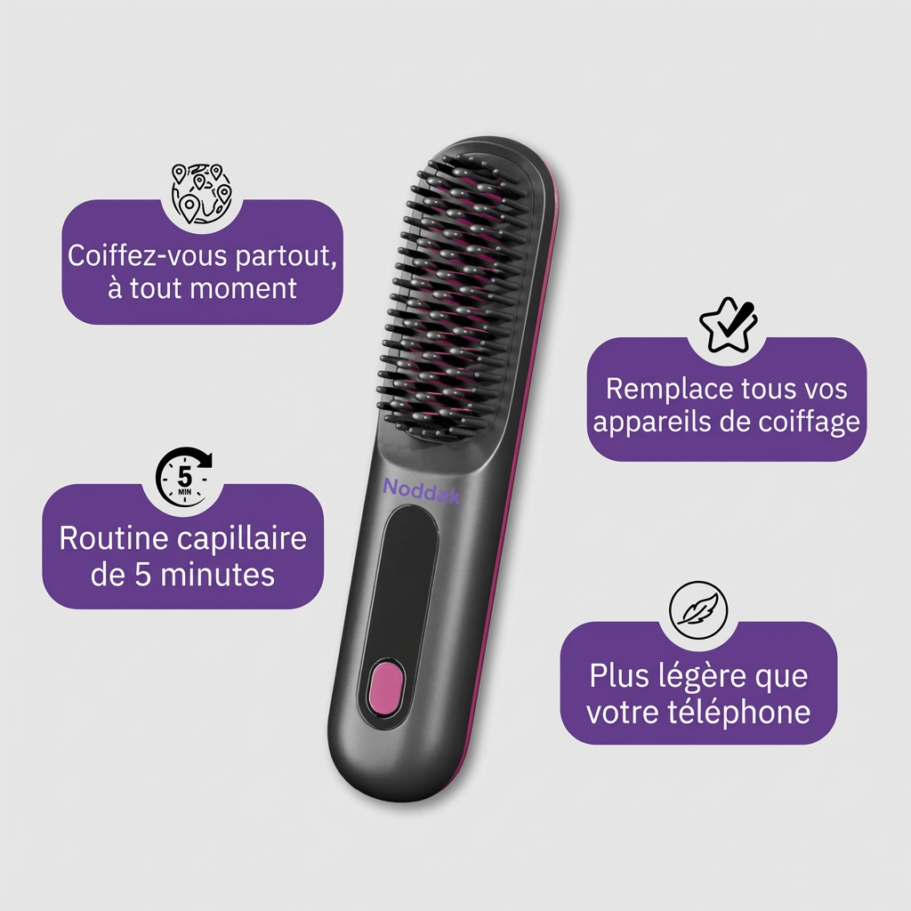 La PREMIÈRE brosse coiffante intelligente pour cheveux courts - Brosse NODDAK™