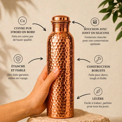 AquaCuivre – Gourde en cuivre purifie l’eau naturellement