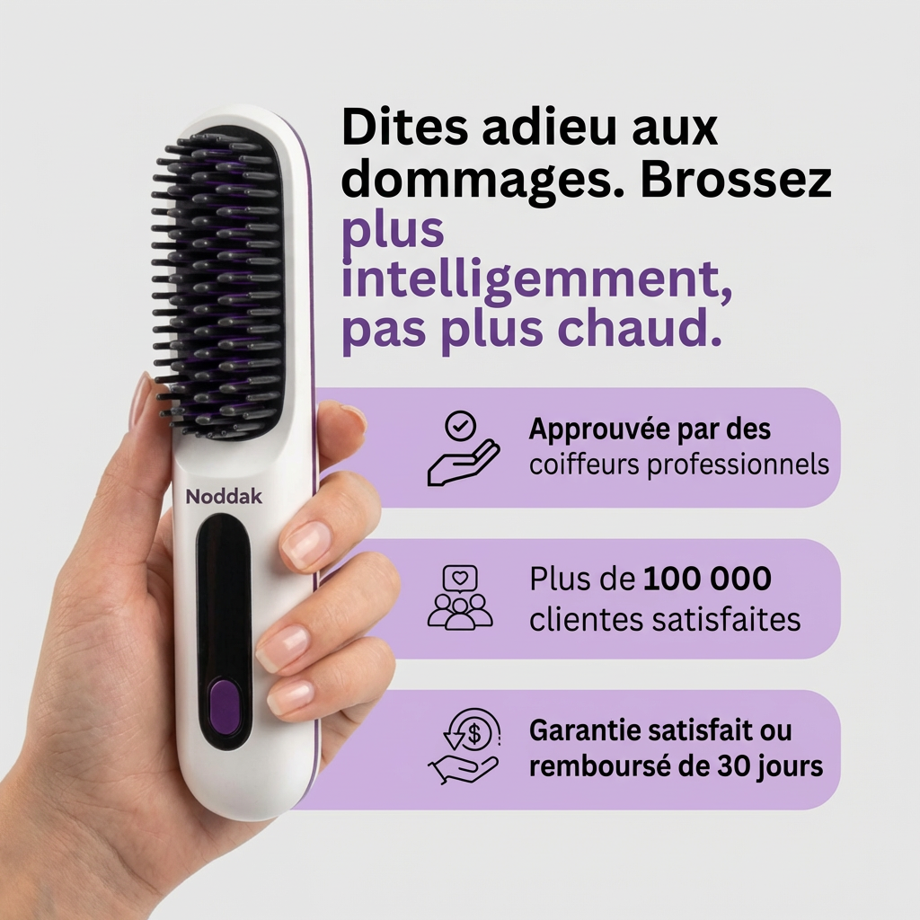 La PREMIÈRE brosse coiffante intelligente pour cheveux courts - Brosse NODDAK™
